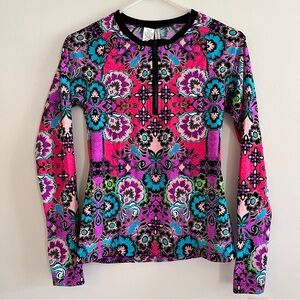 NWT Nanette Lepore Bali Batik Rash Guard Swimsuit Top Small